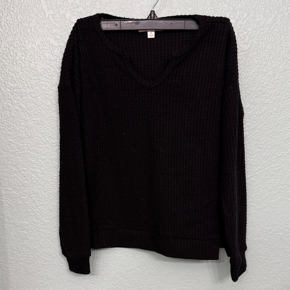 Kids Black V-Neck Knit Sweater
